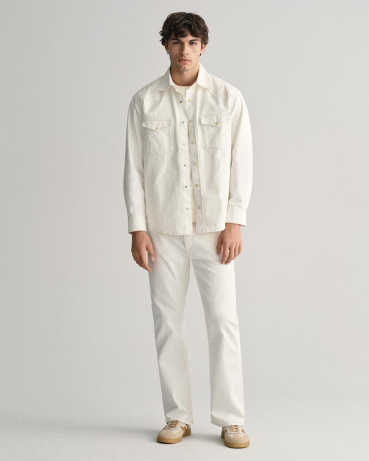 Gant Apparel Mens WHITE STRAIGHT FIT JEANS 113/EGGSHELL