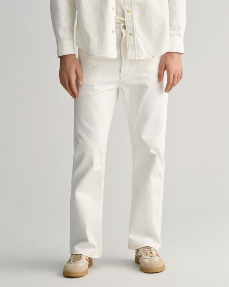 Gant Apparel Mens WHITE STRAIGHT FIT JEANS 113/EGGSHELL
