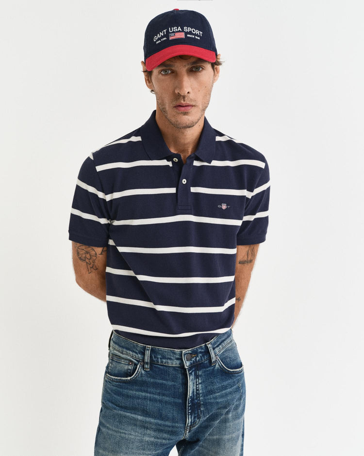 Gant Apparel Mens STRIPED POLO 433/EVENING BLUE