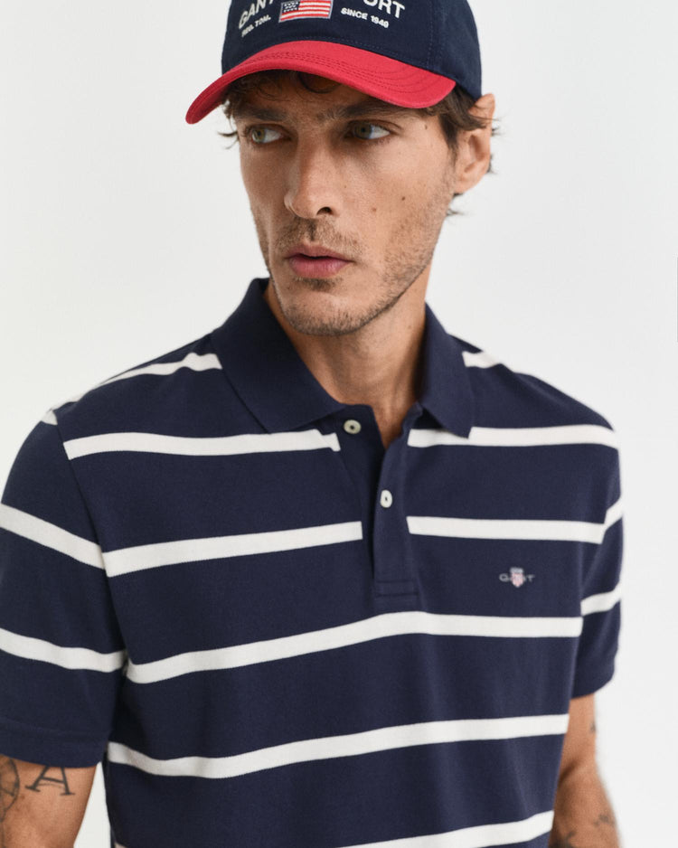 Gant Apparel Mens STRIPED POLO 433/EVENING BLUE