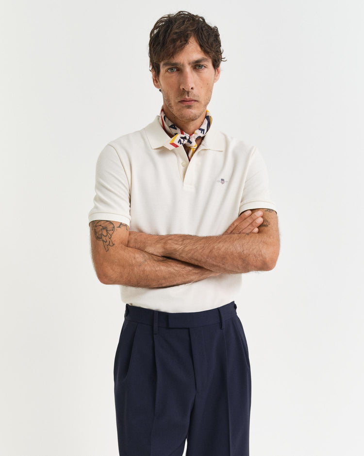 Gant Apparel Mens TEXTURED POLO 130/CREAM