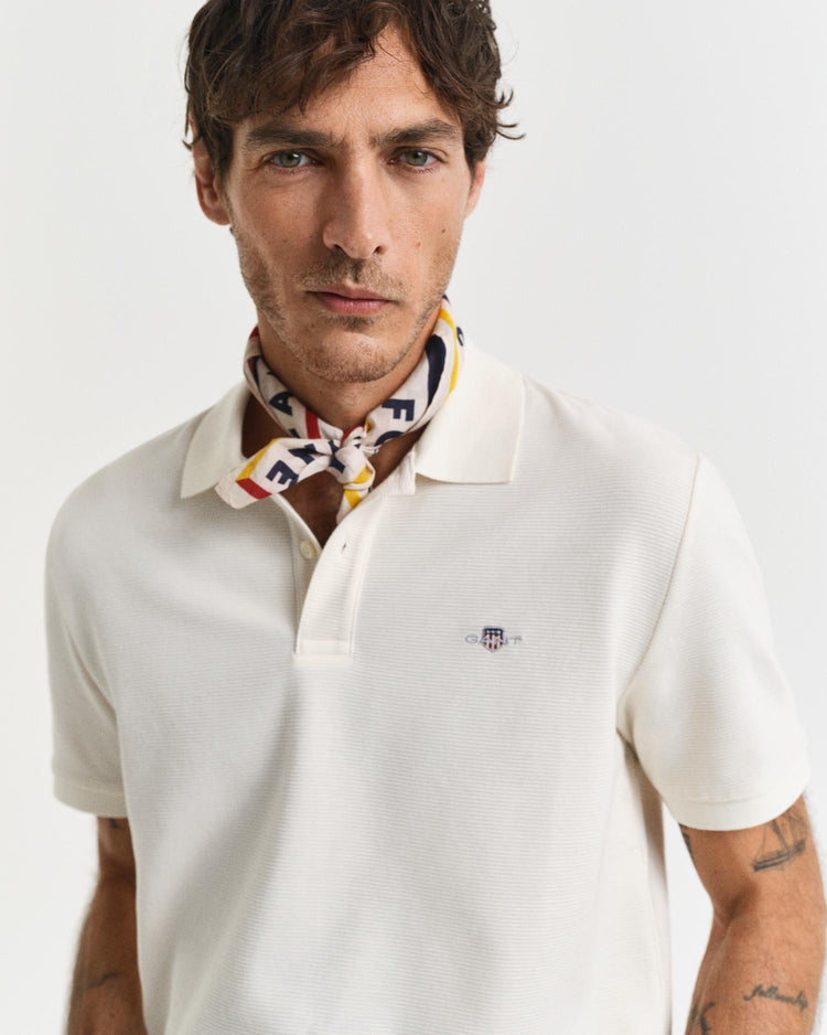 Gant Apparel Mens TEXTURED POLO 130/CREAM