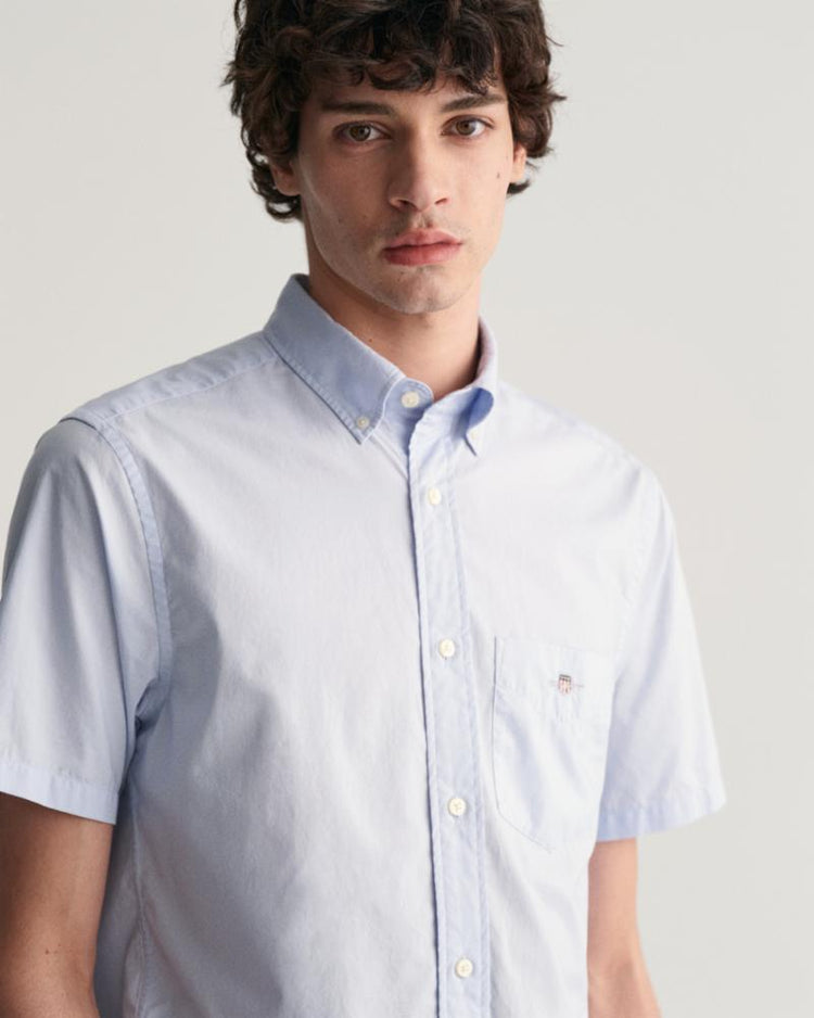 Gant Apparel Mens REG CLASSIC POPLIN SS SHIRT 455/LIGHT BLUE