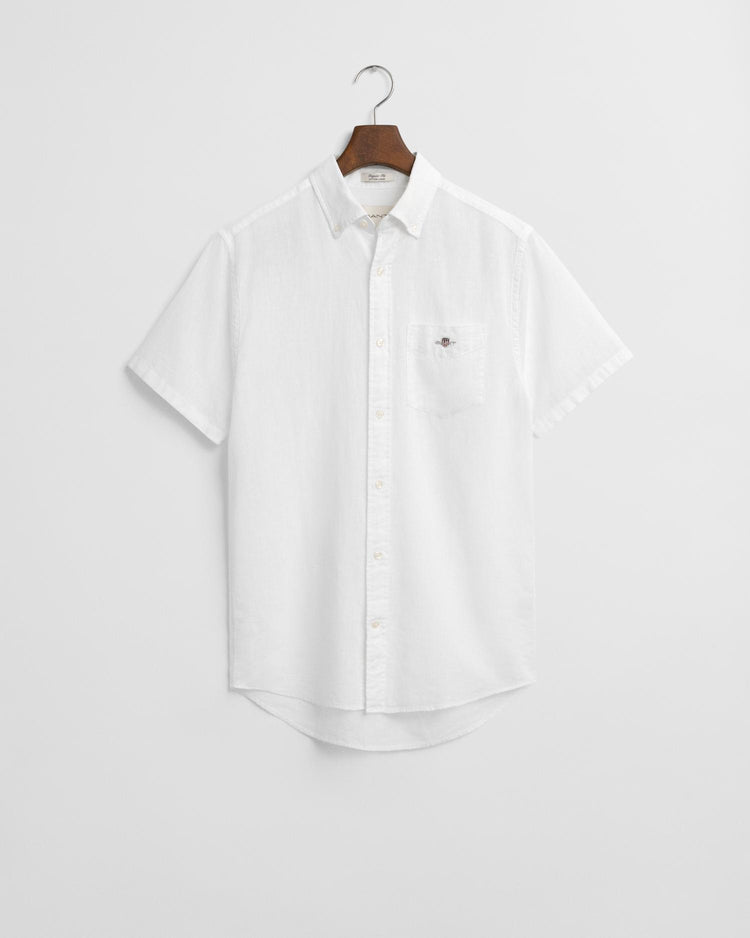 Gant Apparel Mens REG COTTON LINEN SS SHIRT 110/WHITE