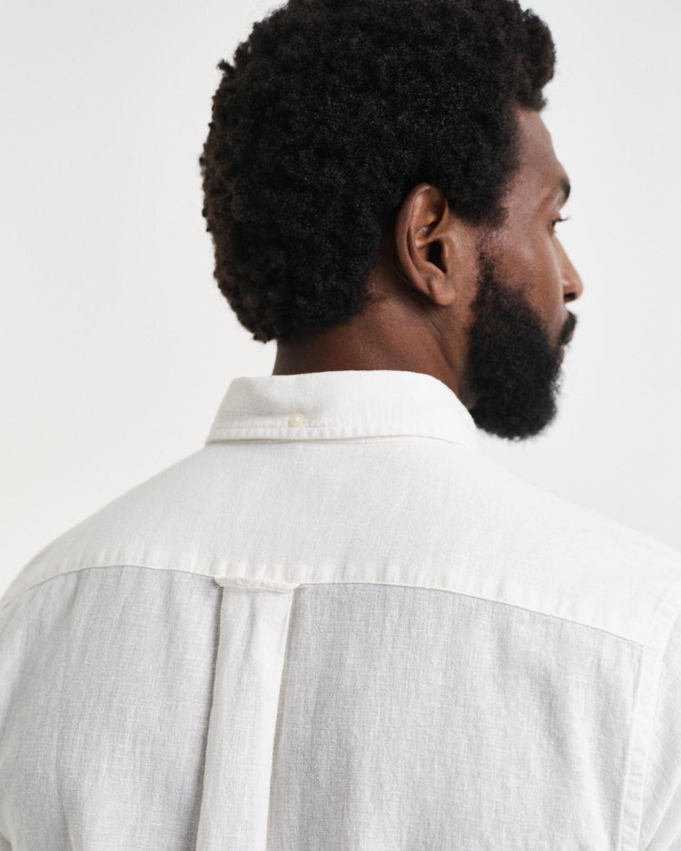 Gant Apparel Mens REG COTTON LINEN SS SHIRT 110/WHITE