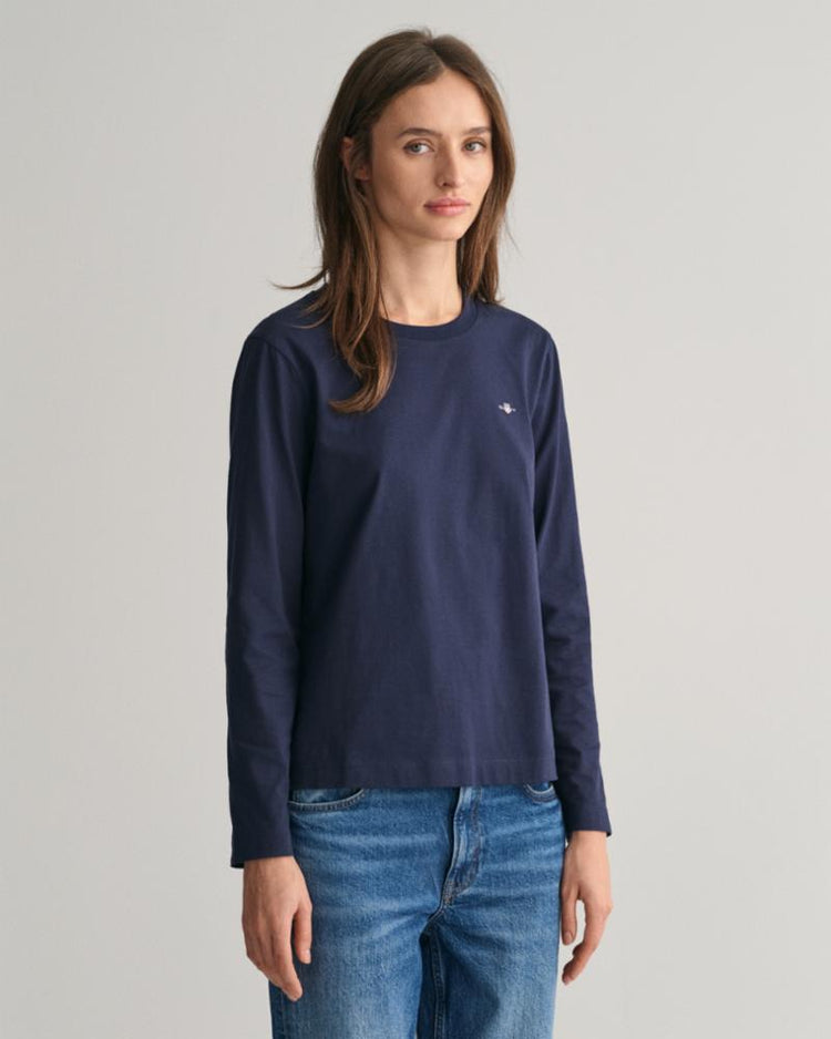 Gant Apparel Womens REG SHIELD LS T 433/EVENING BLUE