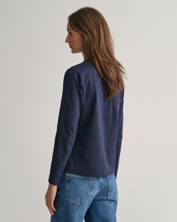 Gant Apparel Womens REG SHIELD LS T 433/EVENING BLUE