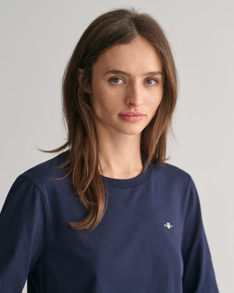 Gant Apparel Womens REG SHIELD LS T 433/EVENING BLUE