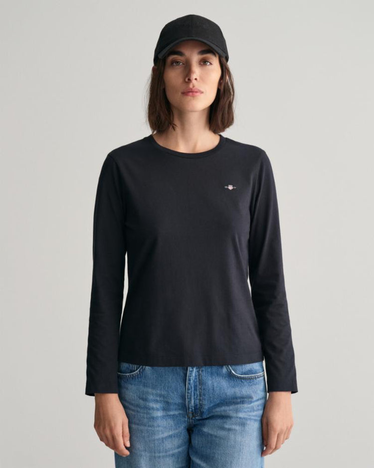 Gant Apparel Womens REG SHIELD LS T 005/BLACK