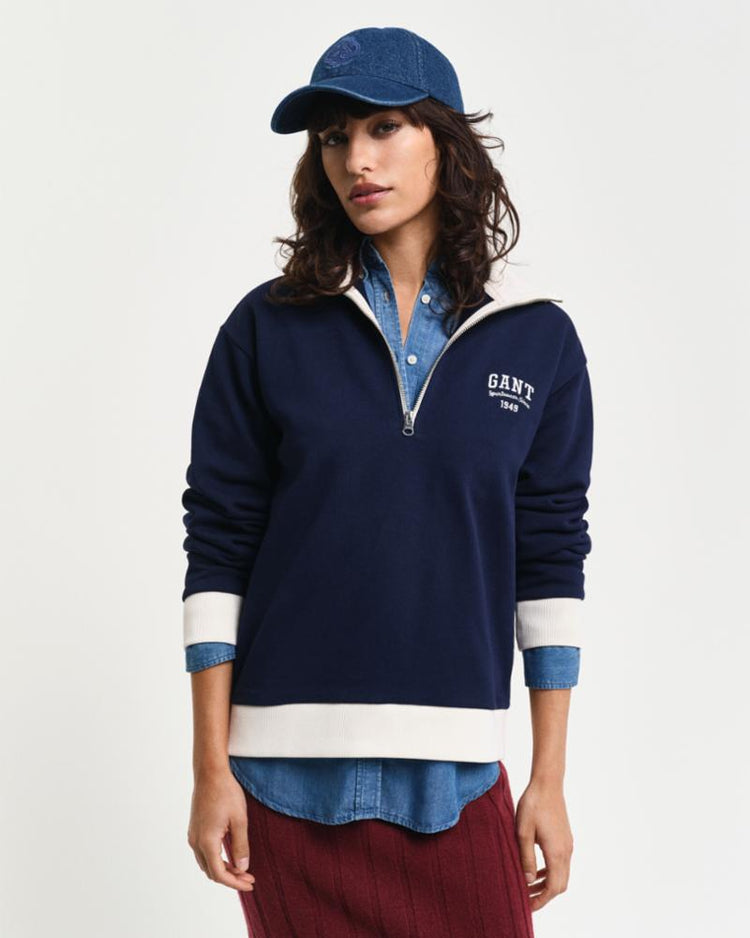 Gant Apparel Womens SMALL GRAPHIC ZIP SWEAT 409/CLASSIC BLUE