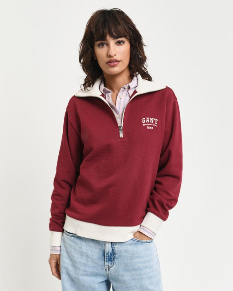 Gant Apparel Womens SMALL GRAPHIC ZIP SWEAT 604/PLUMPED RED