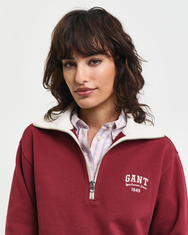 Gant Apparel Womens SMALL GRAPHIC ZIP SWEAT 604/PLUMPED RED