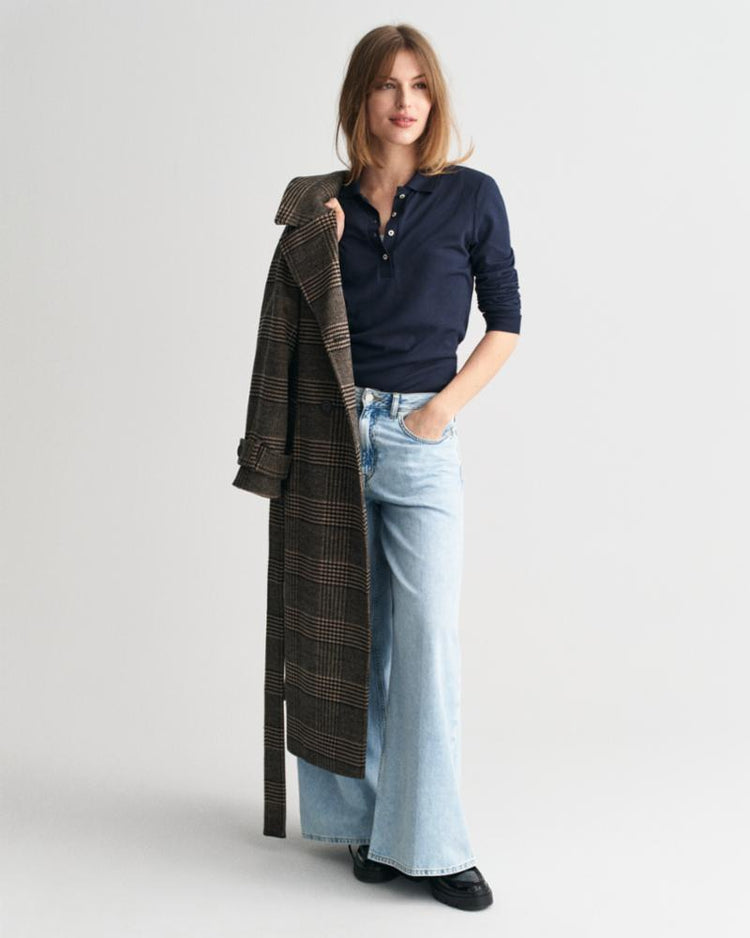 Gant Apparel Womens REG SEAMLESS LS POLO 433/EVENING BLUE