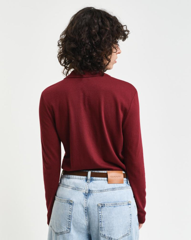 Gant Apparel Womens REG SEAMLESS LS POLO 604/PLUMPED RED