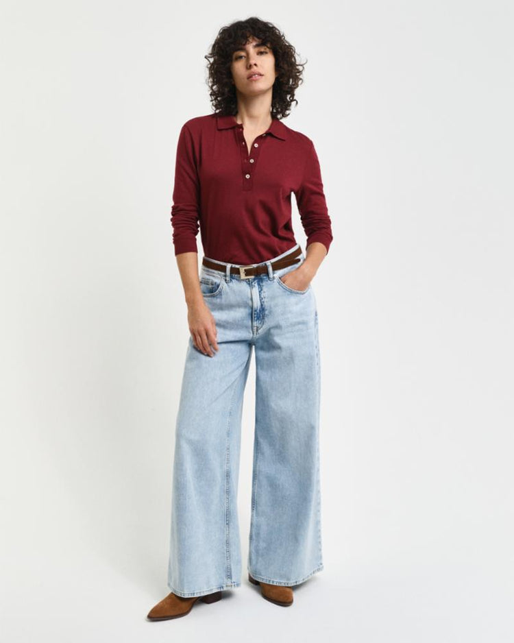 Gant Apparel Womens REG SEAMLESS LS POLO 604/PLUMPED RED