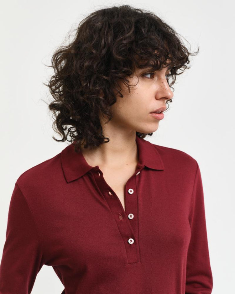 Gant Apparel Womens REG SEAMLESS LS POLO 604/PLUMPED RED