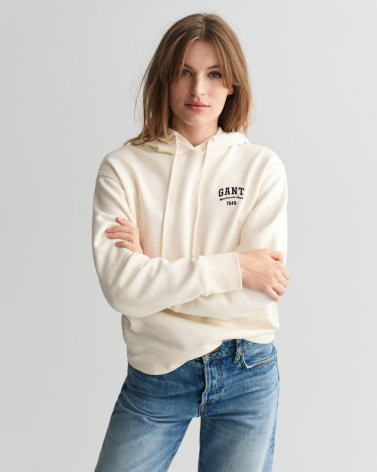 Gant Apparel Womens SMALL GRAPHIC HOODIE 130/CREAM