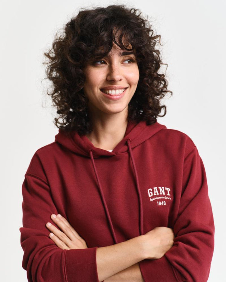 Gant Apparel Womens SMALL GRAPHIC HOODIE 604/PLUMPED RED