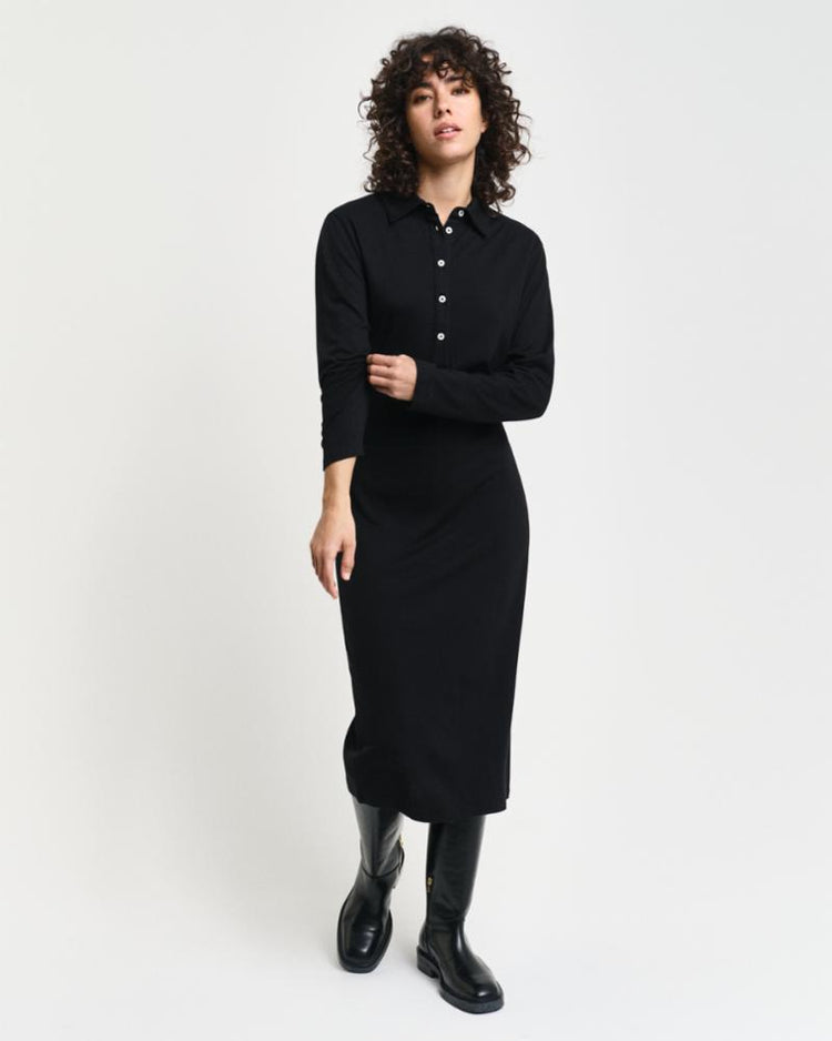 Gant Apparel Womens SLIM LS WOOL JERSEY DRESS 005/BLACK