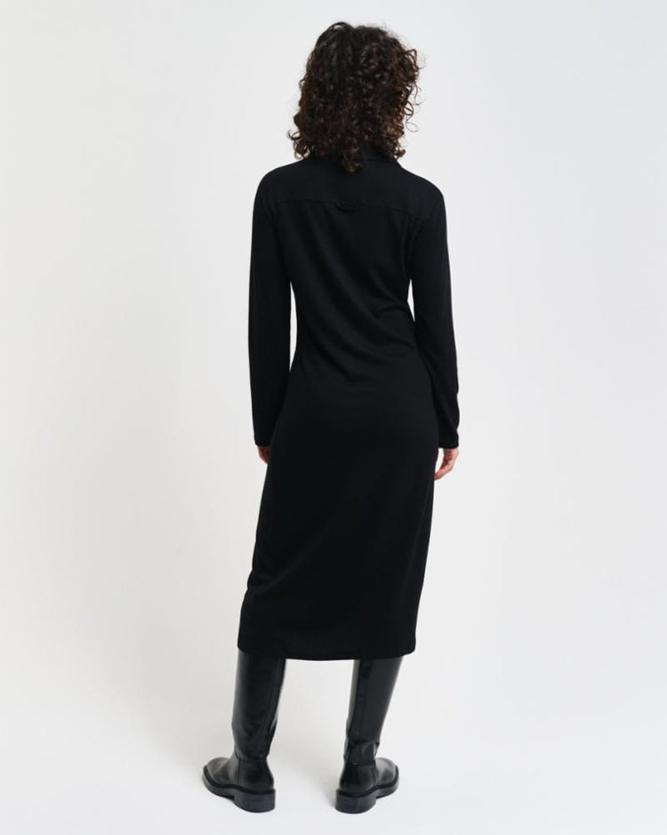 Gant Apparel Womens SLIM LS WOOL JERSEY DRESS 005/BLACK