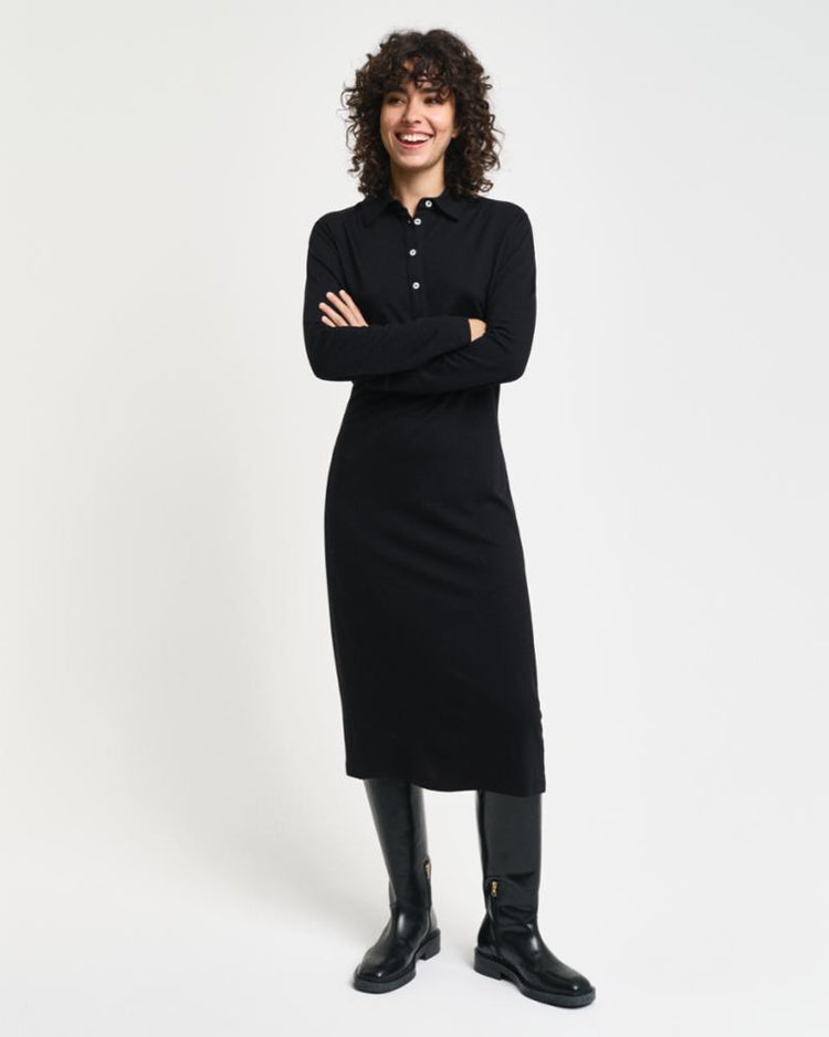 Gant Apparel Womens SLIM LS WOOL JERSEY DRESS 005/BLACK