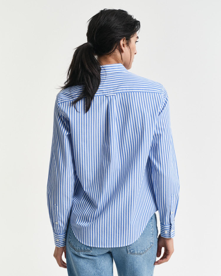 Gant Apparel Womens REG CLASSIC POPLIN STRIPED SHIRT 419/PERFECT BLUE