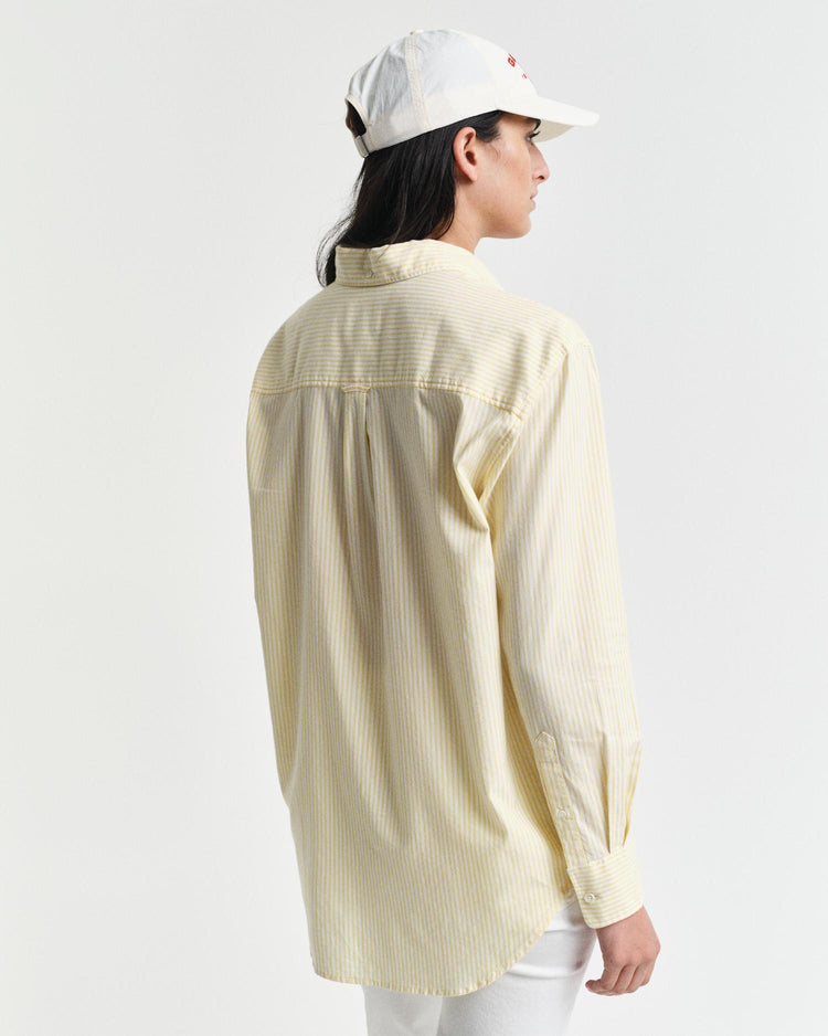 Gant Apparel Womens REL LUXURY OXFORD STRIPED BD SHIRT 700/DUSTY LIGHT YELLOW
