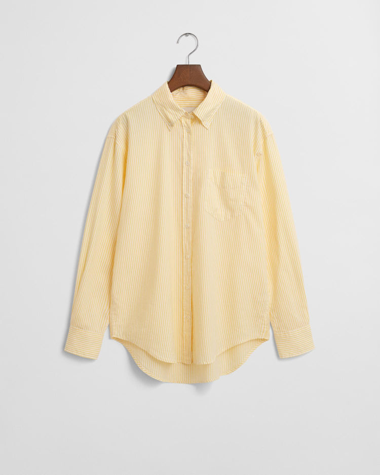 Gant Apparel Womens REL LUXURY OXFORD STRIPED BD SHIRT 700/DUSTY LIGHT YELLOW