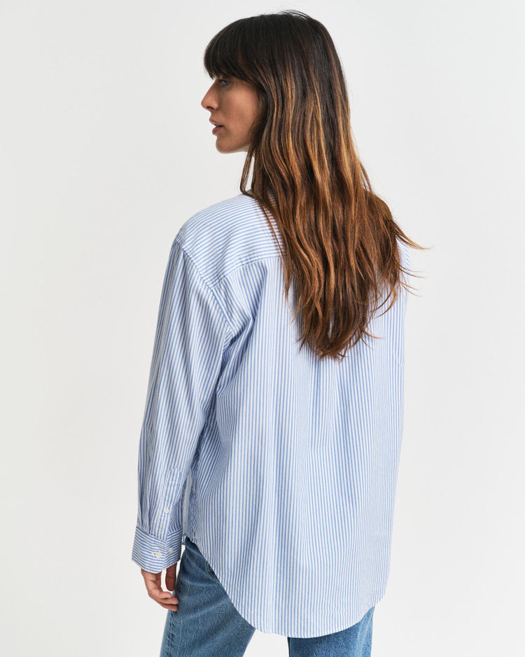 Gant Apparel Womens REL LUXURY OXFORD STRIPED BD SHIRT 419/PERFECT BLUE