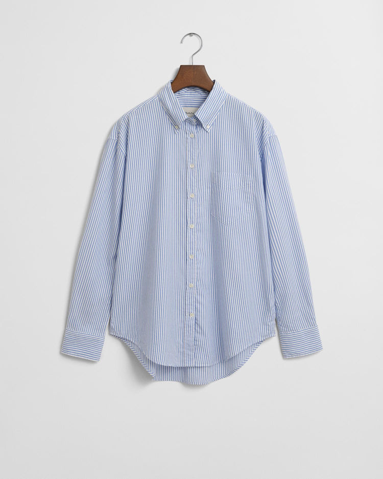 Gant Apparel Womens REL LUXURY OXFORD STRIPED BD SHIRT 419/PERFECT BLUE