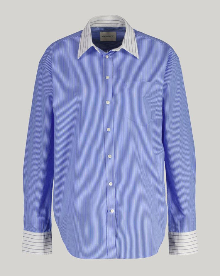 Gant Apparel Womens REL PATCHWORK POPLIN SHIRT 427/CLEAR SKY