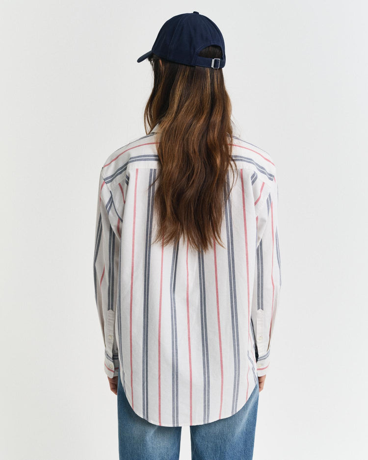 Gant Apparel Womens REL ARCHIVE OXFORD STRIPED SHIRT 113/EGGSHELL