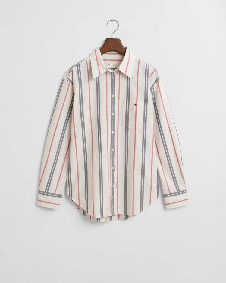 Gant Apparel Womens REL ARCHIVE OXFORD STRIPED SHIRT 113/EGGSHELL