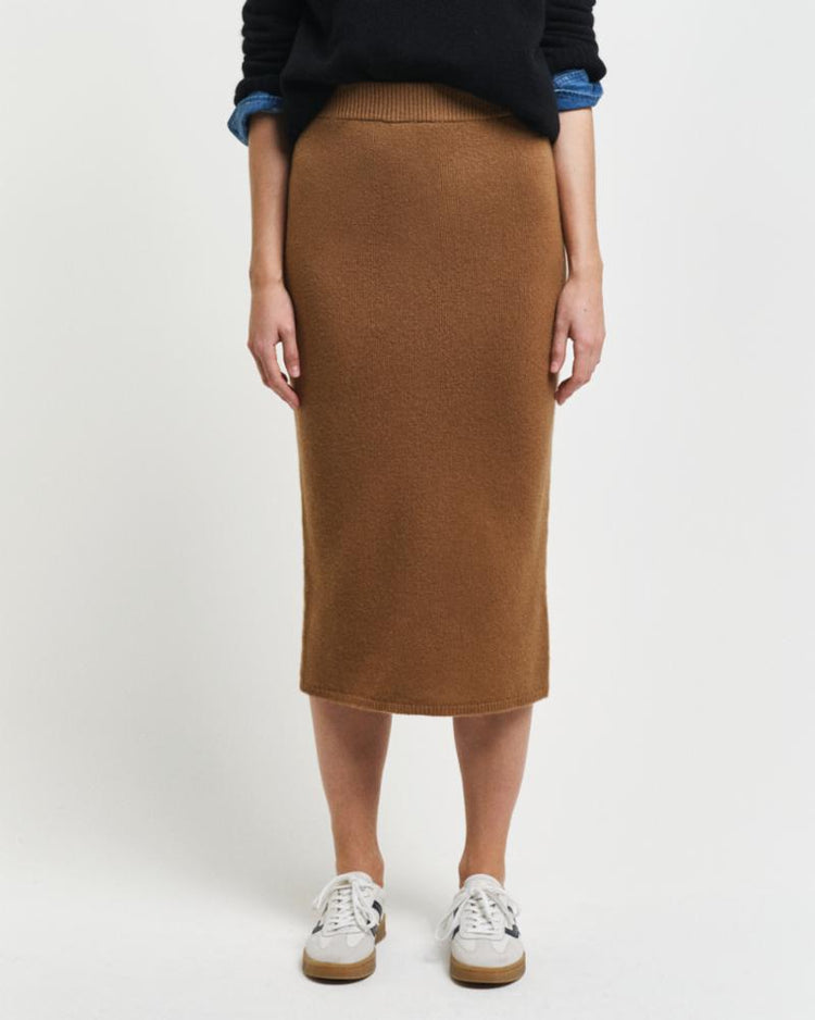 Gant Apparel Womens WOOL KNIT SKIRT 220/COCAO BROWN