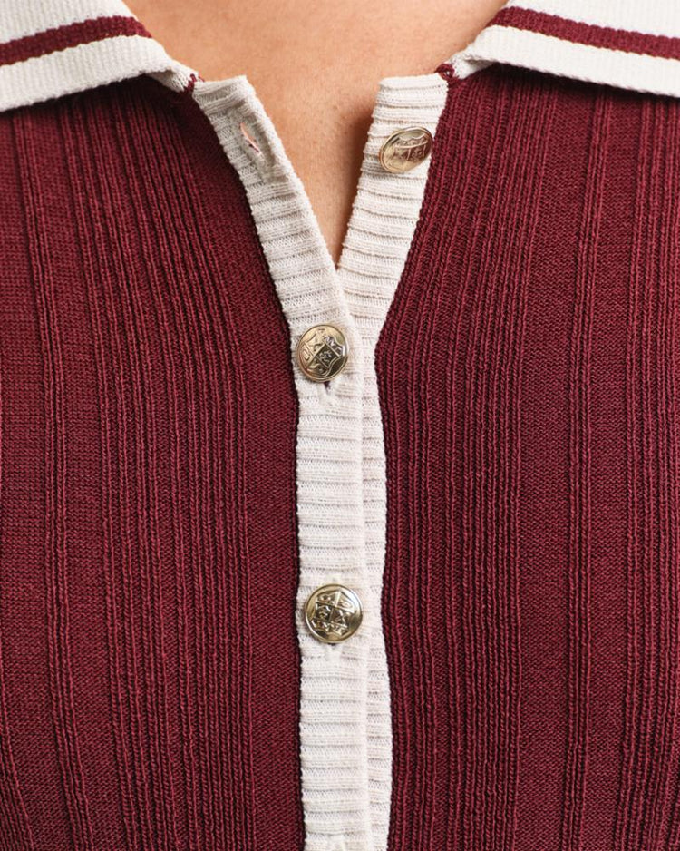 Gant Apparel Womens CONTRAST RIBBED KNITTED DRESS 604/PLUMPED RED