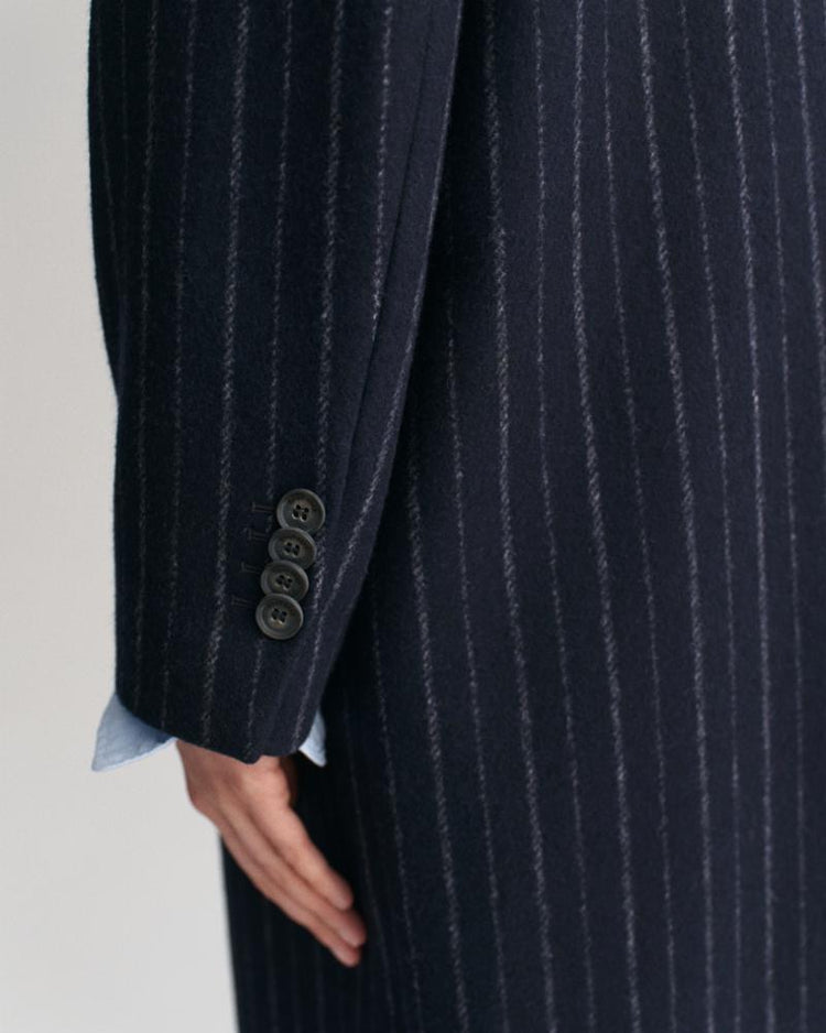 Gant Apparel Womens PINSTRIPE WOOL COAT 433/EVENING BLUE
