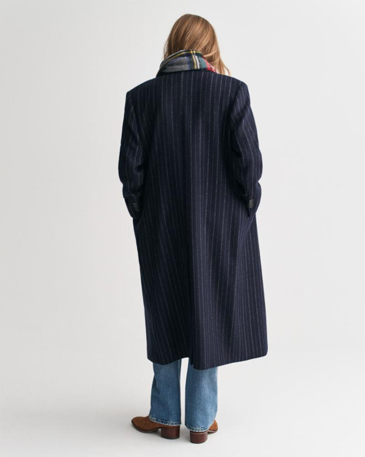Gant Apparel Womens PINSTRIPE WOOL COAT 433/EVENING BLUE