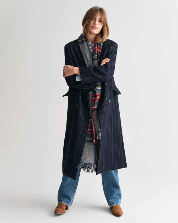 Gant Apparel Womens PINSTRIPE WOOL COAT 433/EVENING BLUE