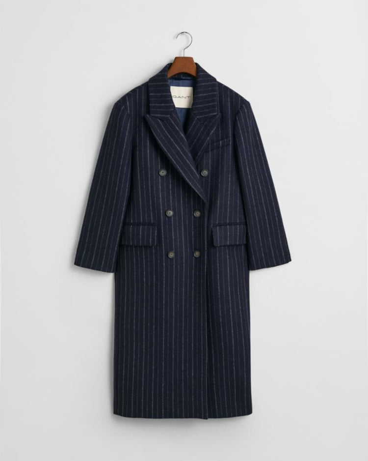 Gant Apparel Womens PINSTRIPE WOOL COAT 433/EVENING BLUE