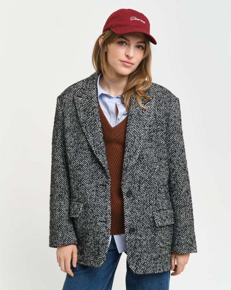 Gant Apparel Womens REL HERRINGBONE BLAZER 005/BLACK