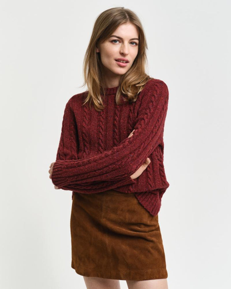 Gant Apparel Womens NEPS CABLE KNIT C NECK 638/WINE RED