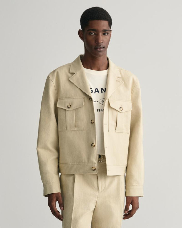 Gant Apparel Mens RELAXED COTTON/ LINEN SUIT JACKET 239/SILKY BEIGE