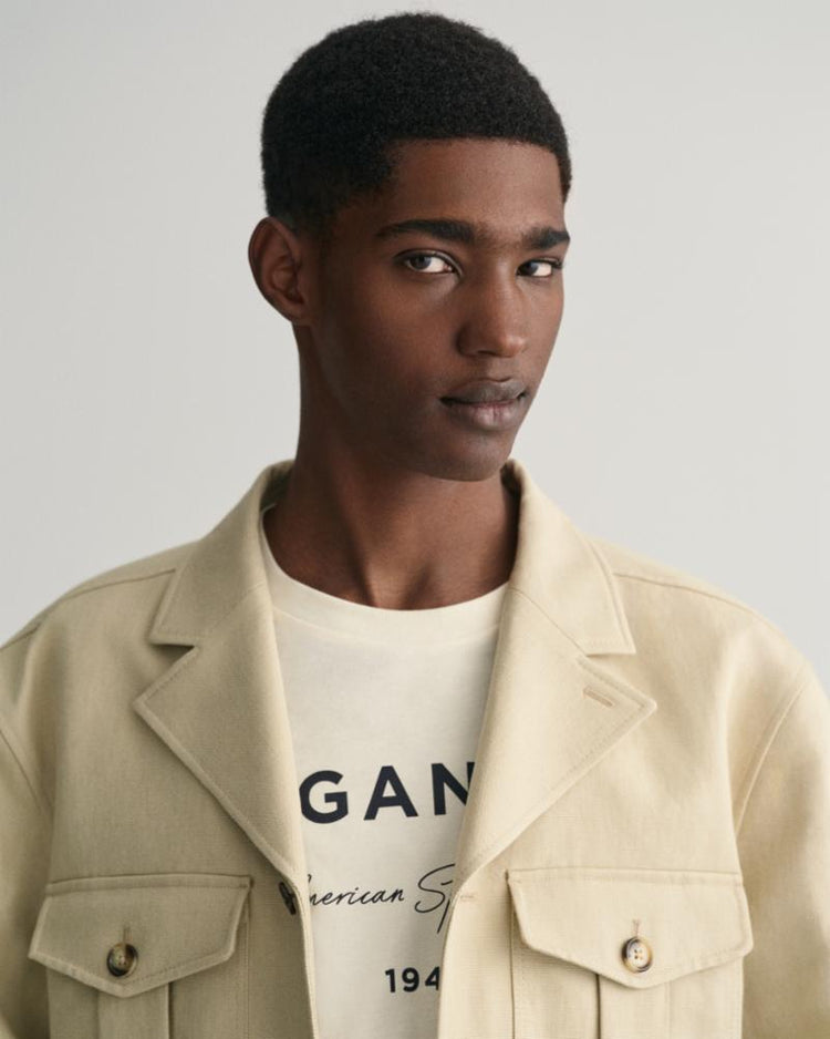 Gant Apparel Mens RELAXED COTTON/ LINEN SUIT JACKET 239/SILKY BEIGE
