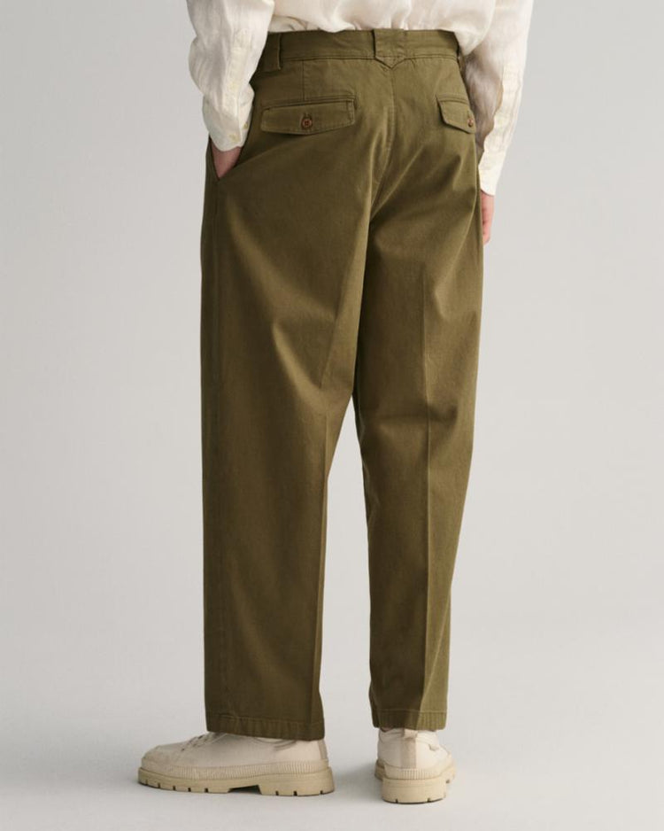 Gant Apparel Mens PLEATED TWILL CHINOS 349/DARK CACTUS