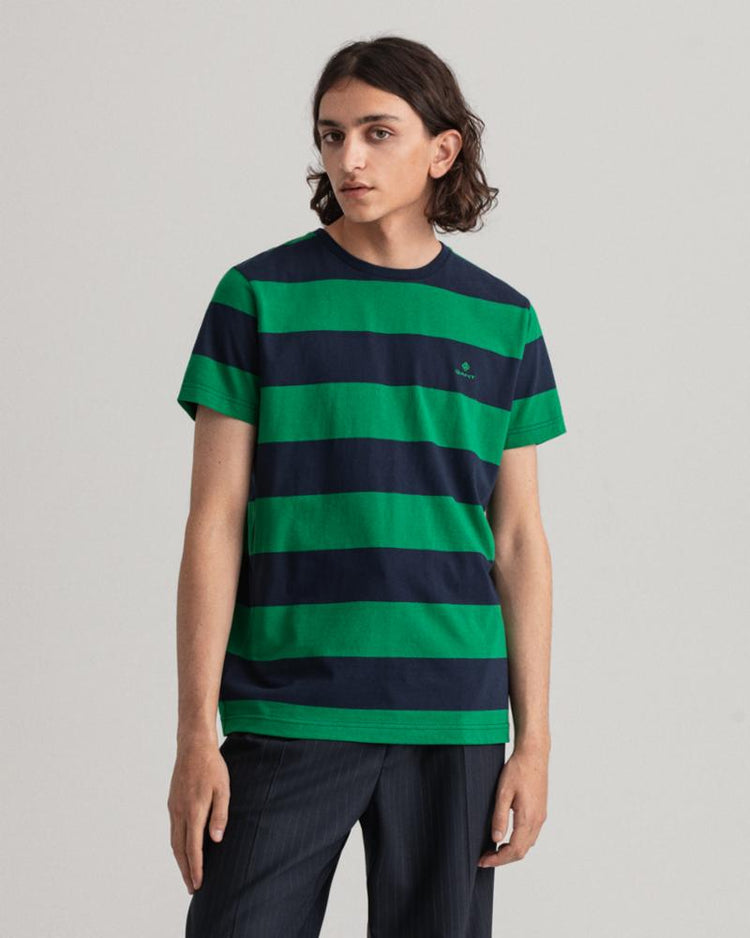 Gant Apparel Mens BARSTRIPE SS T-SHIRT 316/LAVISH GREEN