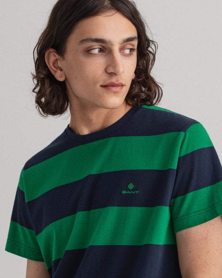 Gant Apparel Mens BARSTRIPE SS T-SHIRT 316/LAVISH GREEN