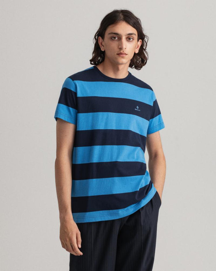 Gant Apparel Mens BARSTRIPE SS T-SHIRT 471/DAY BLUE