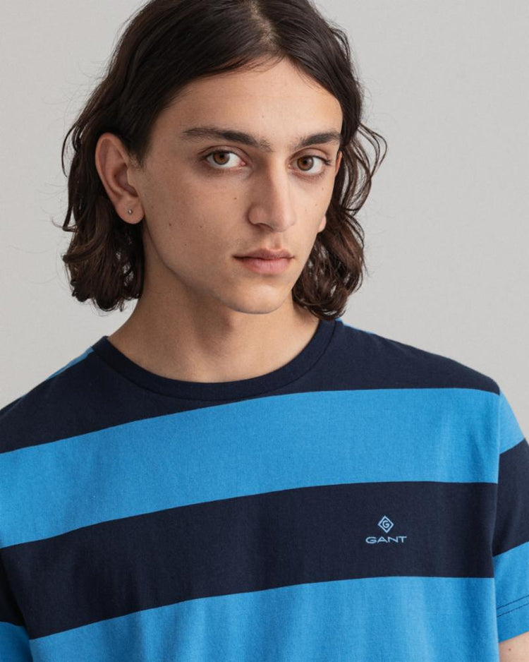 Gant Apparel Mens BARSTRIPE SS T-SHIRT 471/DAY BLUE
