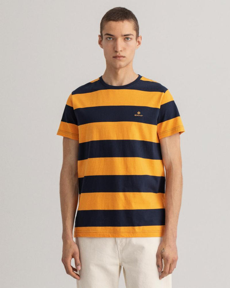 Gant Apparel Mens BARSTRIPE SS T-SHIRT 819/DAHLIA ORANGE