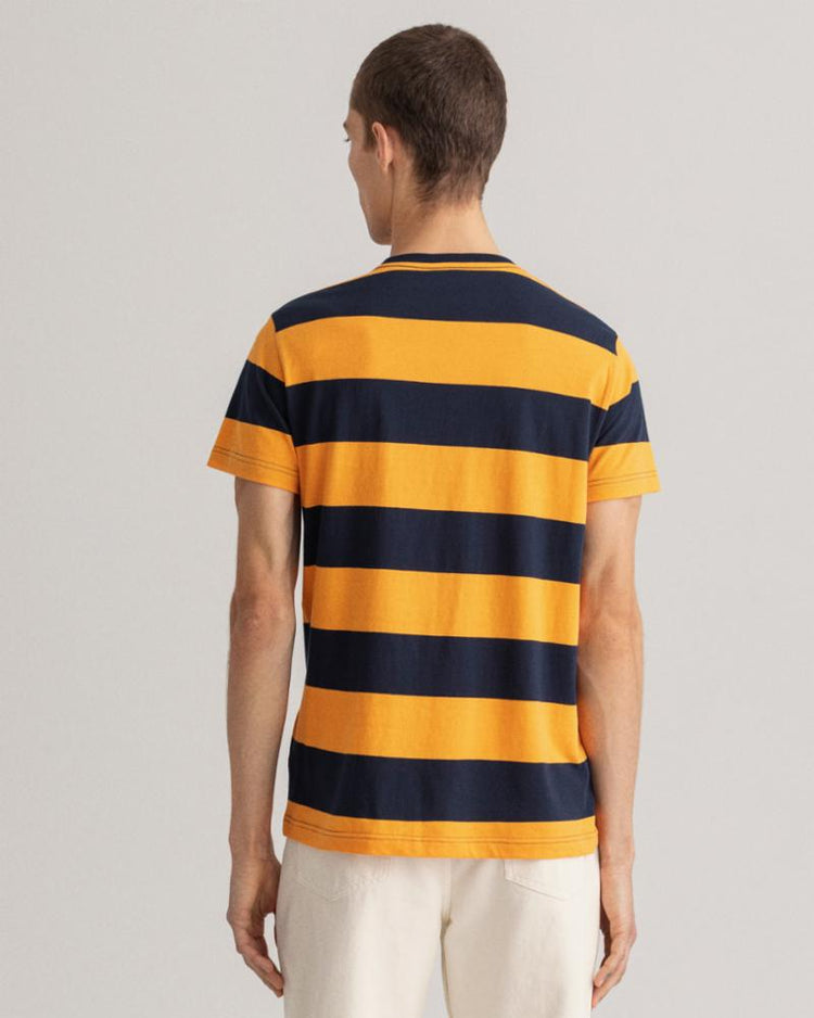 Gant Apparel Mens BARSTRIPE SS T-SHIRT 819/DAHLIA ORANGE